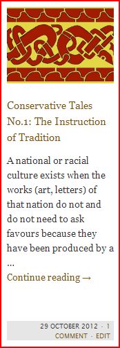 Luke Torrisi, "Conservative Tales No.1: The Instruction of Tradition"