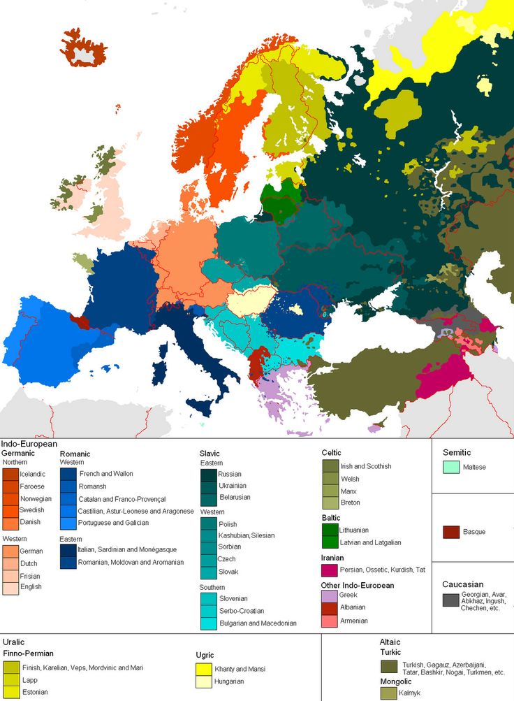 Linguistic Map of Europe. (click on image to enlarge)