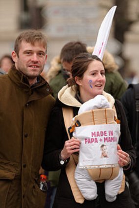 Father and Mother at "Manif pour Tout" rally.